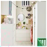 STORKLINTA Gavetero de 4 cajones, blanco/función de anclaje/desbloqueo, 27 1/2x18 7/8x38 5/8 "