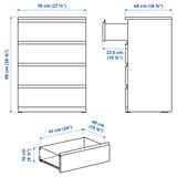 STORKLINTA Gavetero de 4 cajones, efecto de roble/función de anclaje/desbloqueo, 27 1/2x18 7/8x38 5/8 "
