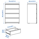 STORKLINTA Gavetero de 4 cajones, marrón oscuro/efecto de roble función de anclaje/desbloqueo, 27 1/2x18 7/8x38 5/8 "