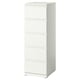 STORKLINTA Gavetero de 5 cajones, blanco/función de anclaje/desbloqueo, 15 3/4x18 7/8x47 1/4 "