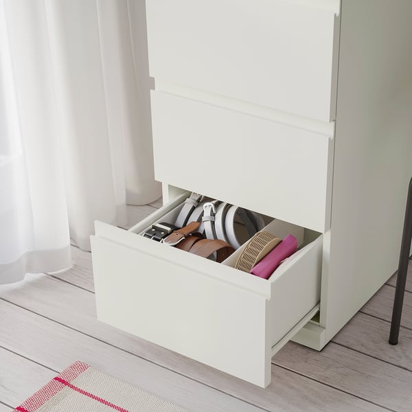 STORKLINTA Gavetero de 5 cajones, blanco/función de anclaje/desbloqueo, 15 3/4x18 7/8x47 1/4 "