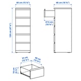 STORKLINTA Gavetero de 5 cajones, efecto de roble/función de anclaje/desbloqueo, 15 3/4x18 7/8x47 1/4 "