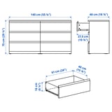STORKLINTA Gavetero de 6 cajones, blanco/función de anclaje/desbloqueo, 55 1/8x18 7/8x29 1/2 "