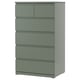STORKLINTA Gavetero de 6 cajones, gris/verde/función de anclaje/desbloqueo, 27 1/2x18 7/8x47 1/4 "