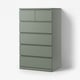 STORKLINTA Gavetero de 6 cajones, gris/verde/función de anclaje/desbloqueo, 27 1/2x18 7/8x47 1/4 "