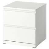 STORKLINTA Mesa de noche, blanco/+2 cajones, 19 5/8x18 7/8x20 7/8 "