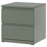 STORKLINTA Mesa de noche, gris/verde/+2 cajones, 19 5/8x18 7/8x20 7/8 "