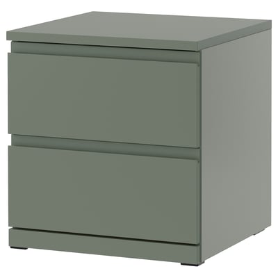 STORKLINTA Mesa de noche, gris/verde/+2 cajones, 19 5/8x18 7/8x20 7/8 "