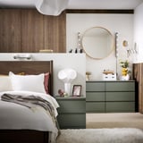 STORKLINTA Mesa de noche, gris/verde/+2 cajones, 19 5/8x18 7/8x20 7/8 "