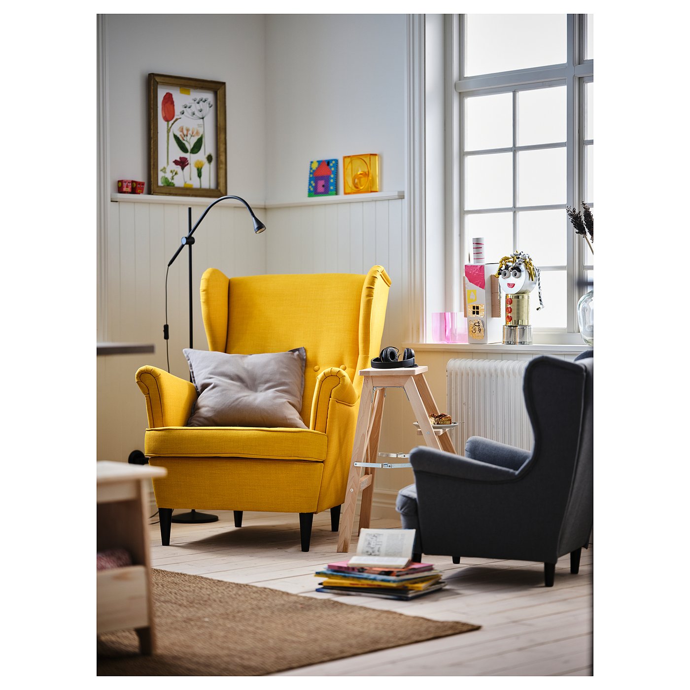 STRANDMON sillón de orejas, Skiftebo amarillo - IKEA