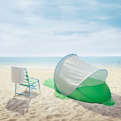 STRANDÖN Tumbona, blanco verde/azul