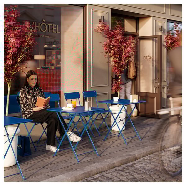 SUNDSÖ Silla plegable, azul oscuro exterior