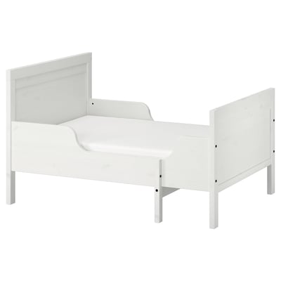 SUNDVIK Estructura cama ext+base tablillas, blanco, 38 1/4x74 3/4 "