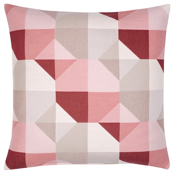 SVARTHÖ Funda para cojín, rosado/beige, 20x20 "