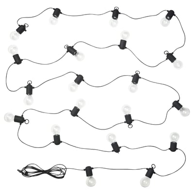 SVARTRÅ Cadena iluminación LED+20 bombillas, negro/exterior