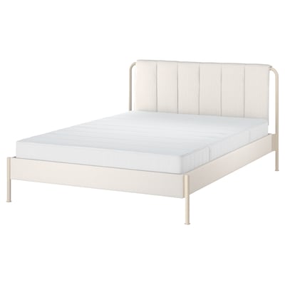 TÄLLÅSEN Armazón cama tapizado+colchón, Kulsta beige claro/Vesteröy Firmeza: media., Tamaño full