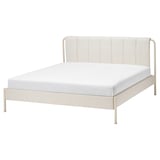 TÄLLÅSEN Base de cama tapizada, Kulsta beige claro/Lönset, Tamaño King