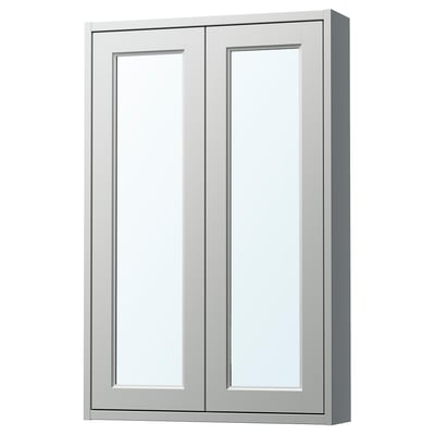 TÄNNFORSEN Gabinete de espejo+puertas, gris claro, 24x6x37 "