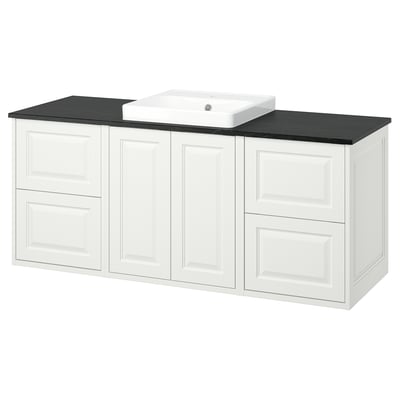 TÄNNFORSEN / ORRSJÖN Tocador de baño, blanco/negro efecto de mármol, 61x21 1/2x28 3/8 "