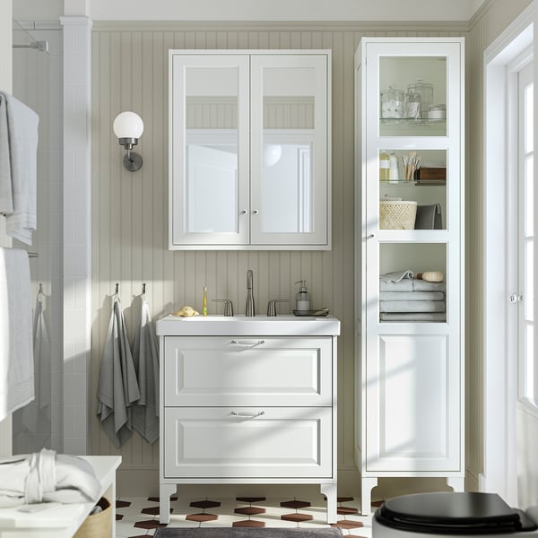 TÄNNFORSEN / ORRSJÖN Tocador de baño+cajones, blanco, 31x21 3/4x34 5/8 "