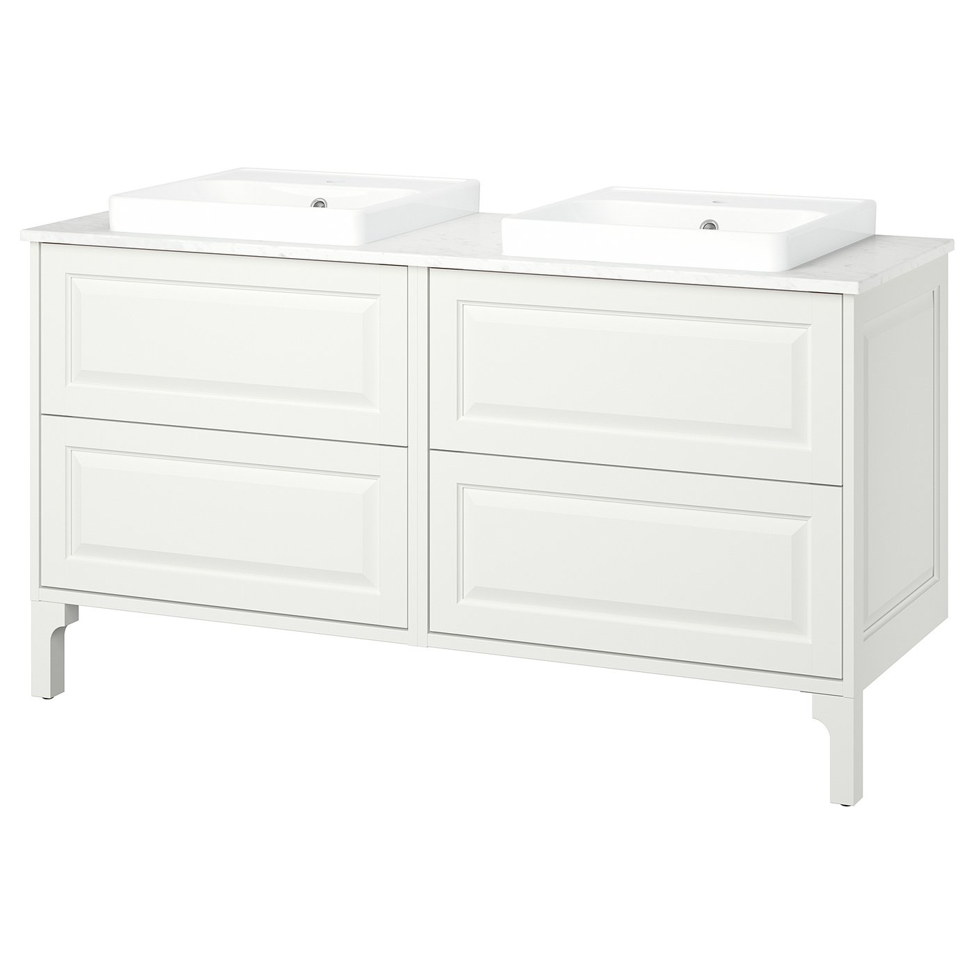 TÄNNFORSEN / ORRSJÖN Tocador de baño/lavamanos, blanco/blanco efecto de mármol, 61x21 1/2x35 3/8 "