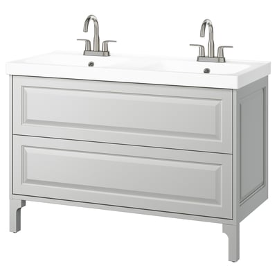 TÄNNFORSEN / ORRSJÖN Tocador de baño+lavamanos+grifos, gris claro, 49x21 3/4x34 5/8 "