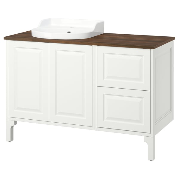 TÄNNFORSEN / RUTSJÖN Tocador de baño, blanco/marrón efecto de nogal, 49x21 1/2x37 1/8 "