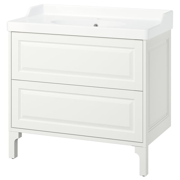 TÄNNFORSEN / RUTSJÖN Tocador de baño+cajones, blanco, 37 3/8x21 7/8x36 3/4 "