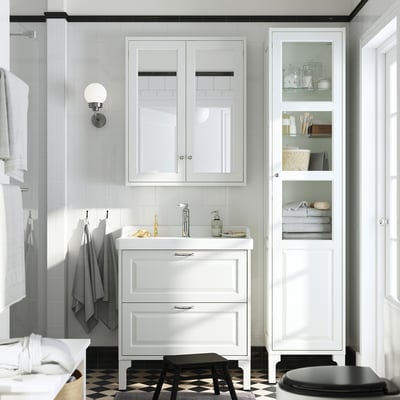 TÄNNFORSEN / RUTSJÖN Tocador de baño+cajones, blanco, 31 3/8x21 7/8x36 3/4 "