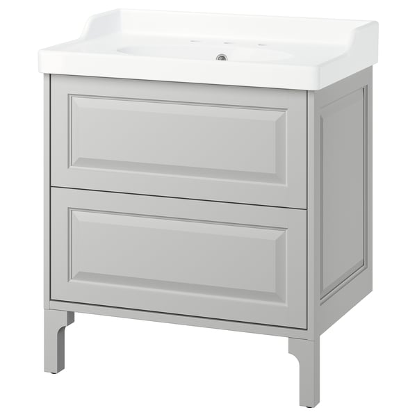 TÄNNFORSEN / RUTSJÖN Tocador de baño+cajones, gris claro, 31 3/8x21 7/8x36 3/4 "