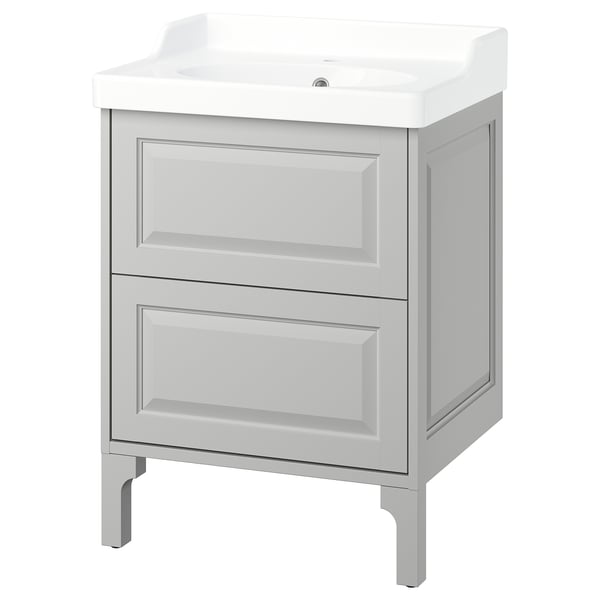 TÄNNFORSEN / RUTSJÖN Tocador de baño+cajones, gris claro, 25 1/4x21 7/8x36 3/4 "