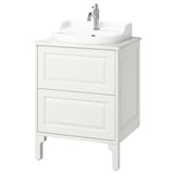 TÄNNFORSEN / RUTSJÖN Tocador de baño+lavamanos+grifo, blanco/blanco efecto de mármol, 25x21 1/2x37 1/8 "
