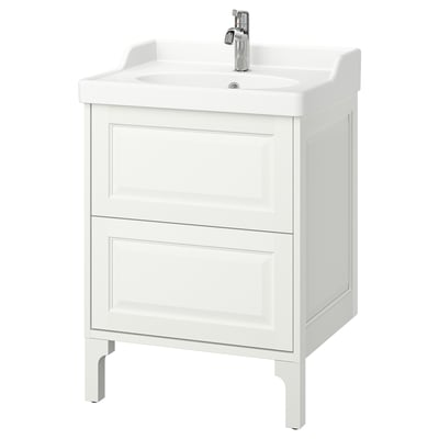 TÄNNFORSEN / RUTSJÖN Tocador de baño+lavamanos+grifo, blanco, 25 1/4x21 7/8x36 3/4 "