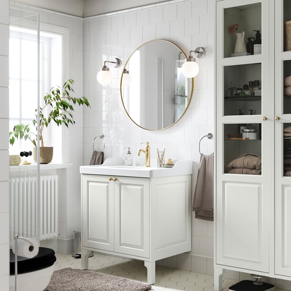 TÄNNFORSEN / RUTSJÖN Tocador de baño+puertas, blanco, 31 3/8x21 7/8x36 3/4 "