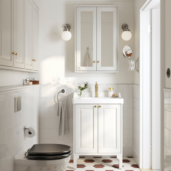 TÄNNFORSEN / RUTSJÖN Tocador de baño+puertas, blanco, 25 1/4x21 7/8x36 3/4 "