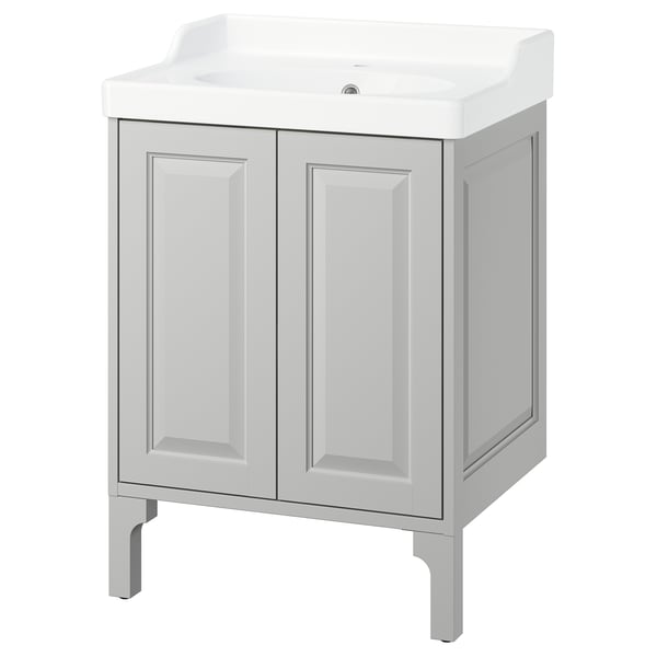TÄNNFORSEN / RUTSJÖN Tocador de baño+puertas, gris claro, 25 1/4x21 7/8x36 3/4 "