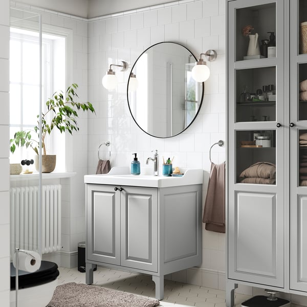 TÄNNFORSEN / RUTSJÖN Tocador de baño+puertas, gris claro, 31 3/8x21 7/8x36 3/4 "