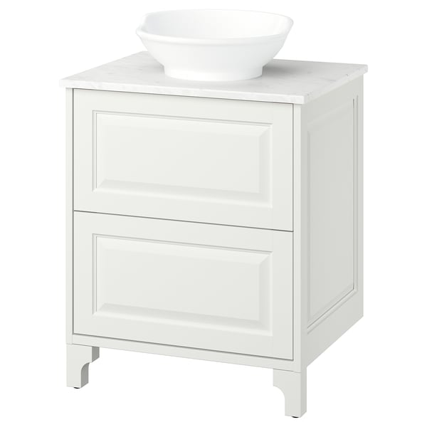 TÄNNFORSEN / VÄSTERSJÖN Tocador de baño+cajones, blanco/blanco efecto de mármol, 25x21 1/2x35 7/8 "