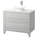 TÄNNFORSEN / VÄSTERSJÖN Tocador de baño+lavamanos+grifo, gris claro/blanco efecto de mármol, 37x21 1/2x35 7/8 "