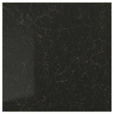 TÄRNHULT Panel pared hecho por encargo, negro efecto de mármol/compuesto de vidrio, 1 1/8 "