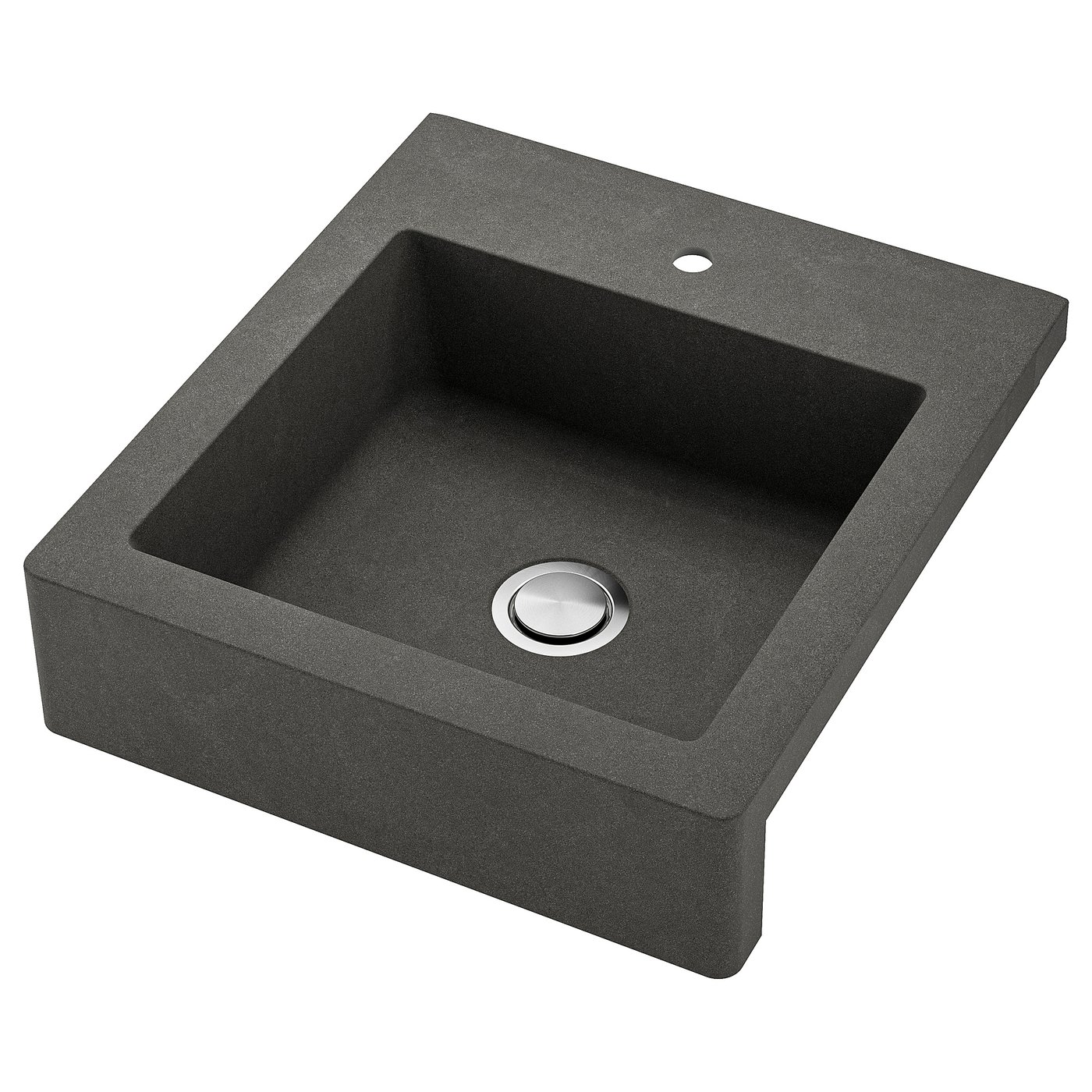 TALLSJÖN Fregadero+frente visible, gris oscuro/efecto de piedra, 23 7/8x26 1/8 "