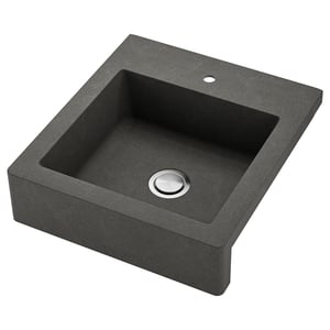 TALLSJÖN Fregadero+frente visible, gris oscuro/efecto de piedra, 23 7/8x26 1/8 "