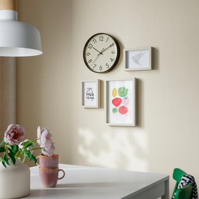 TALLSPARV Reloj de pared, negro/beige, 11 "