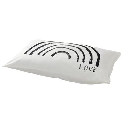 TAPETMAL Funda de almohada, blanco/arco iris, Tamaño queen