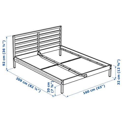 TARVA Base de cama, teñido en blanco, Tamaño queen