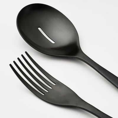 TILLAGD Juego de servir, 2 piezas, negro, 9 "