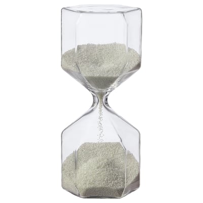 TILLSYN Reloj de arena decorativo, vidrio transparente/blanco, 6 ¼ "