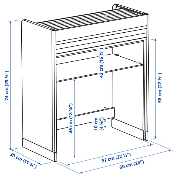 TITTEBO Gabinete+puerta de persiana, negro, 24 "