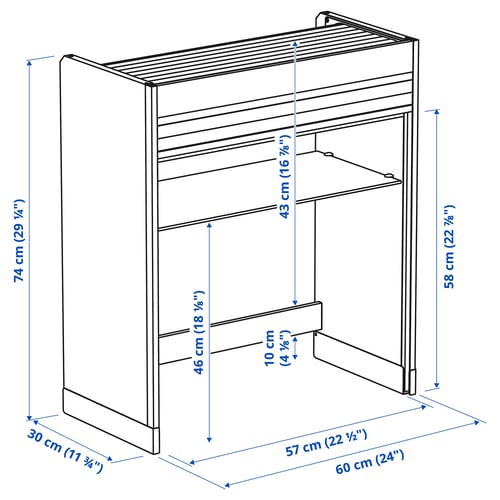 TITTEBO Gabinete+puerta de persiana, negro, 24 "