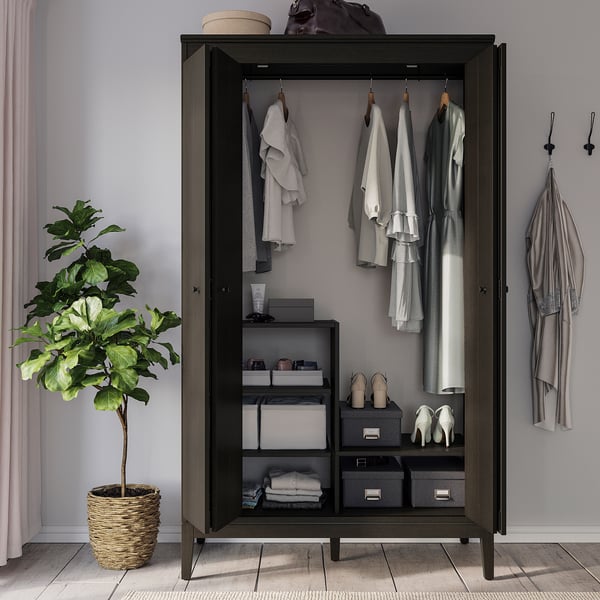 TJOG Caja de almacenamiento+tapa, gris oscuro, 9 ¾x14 ¼x6 "